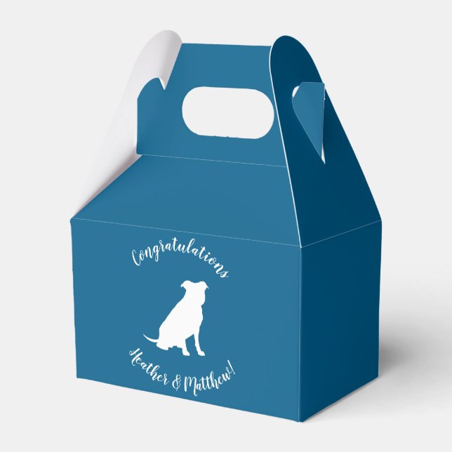 Pit Bull Baby Shower Dog Pitbull Blue Boy Favour Box (Front Side)