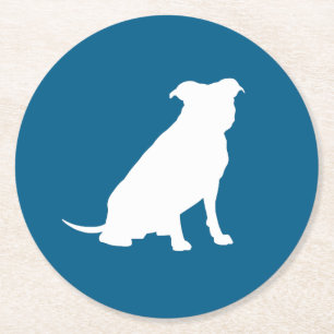 Pit Bull Baby Shower Dog Pitbull Blue Boy Round Paper Coaster