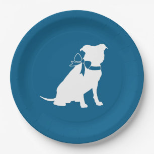 Pit Bull Baby Shower Pitbull Dog Blue Boy Paper Plate