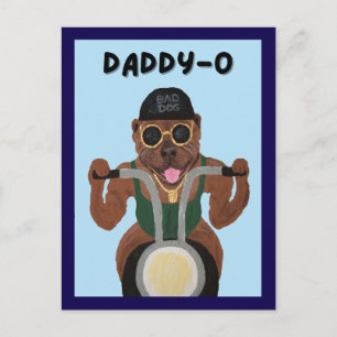 Pit Bull Biker on motorcycle Postcard