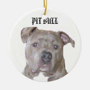 PIT BULL CERAMIC TREE DECORATION