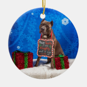 Pit-Bull Christmas Ceramic Ornament