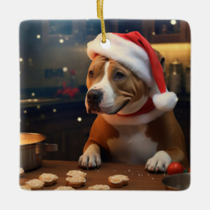 Pit Bull Christmas Cookies Festive Holiday Ceramic Ornament