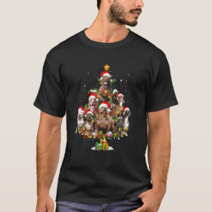 Pit Bull Christmas Tree Santa Hat Xmas Lights Dog T-Shirt
