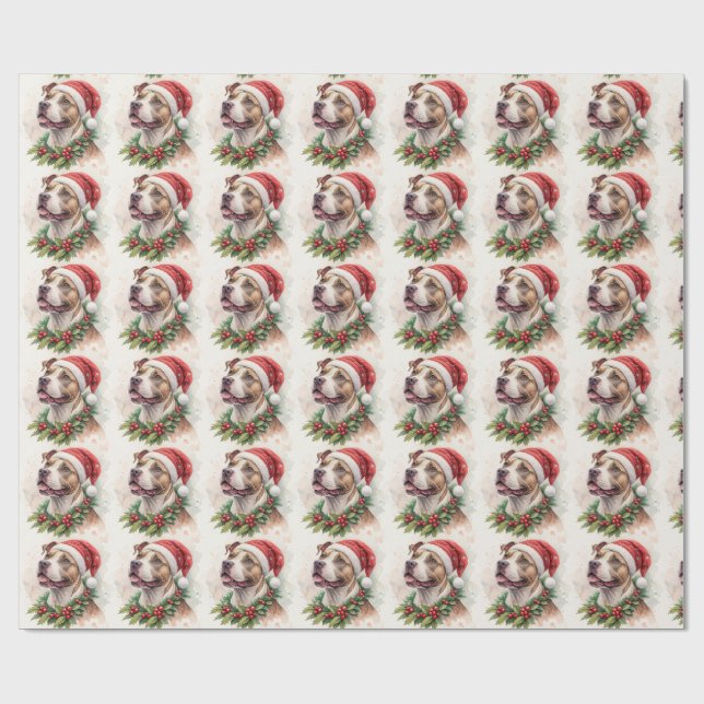 Pit Bull Christmas Wrapping Paper (Flat)