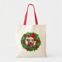 Pit Bull Christmas Wreath Tote Bag