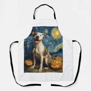Pit Bull Cute Dog Halloween Jack O Lantern Pumpkin Apron