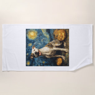 Pit Bull Cute Dog Halloween Jack O Lantern Pumpkin Beach Towel