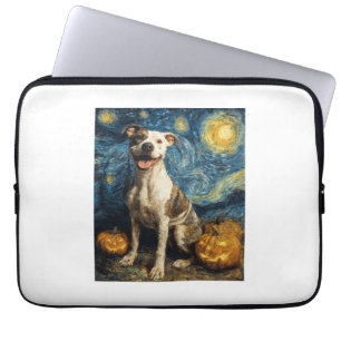 Pit Bull Cute Dog Halloween Jack O Lantern Pumpkin Laptop Sleeve