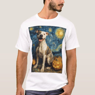 Pit Bull Cute Dog Halloween Jack O Lantern Pumpkin T-Shirt