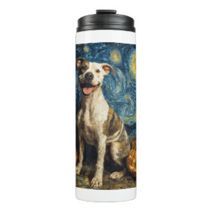 Pit Bull Cute Dog Halloween Jack O Lantern Pumpkin Thermal Tumbler