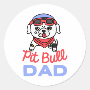 Pit Bull Dad Dog Owner Retro Dog Father Classic Round Sticker