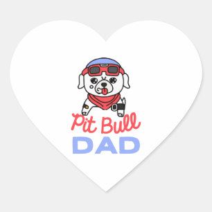 Pit Bull Dad Dog Owner Retro Dog Father Heart Sticker