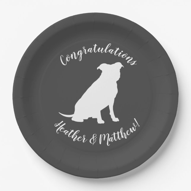 Pit Bull Dog Baby Pitbull Shower Gender Neutral Paper Plate (Front)