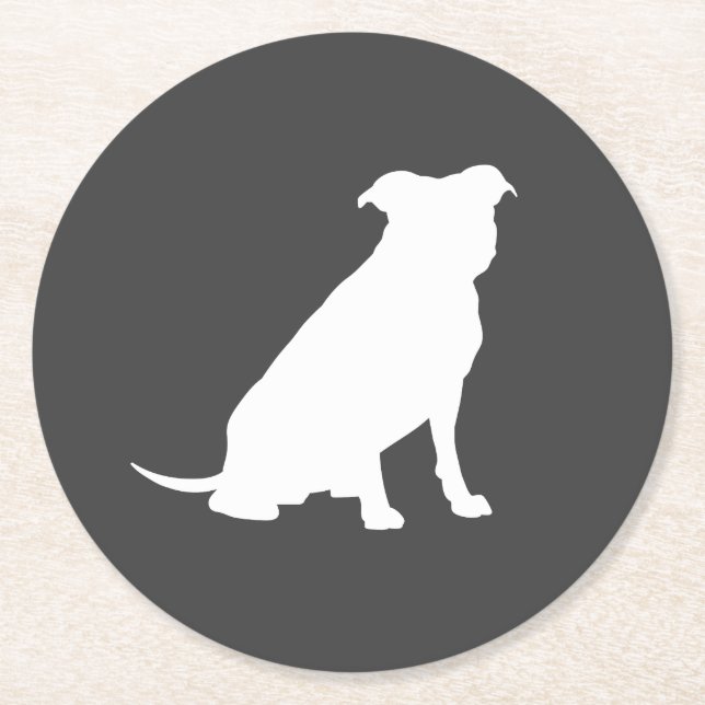 Pit Bull Dog Baby Pitbull Shower Gender Neutral Round Paper Coaster (Front)