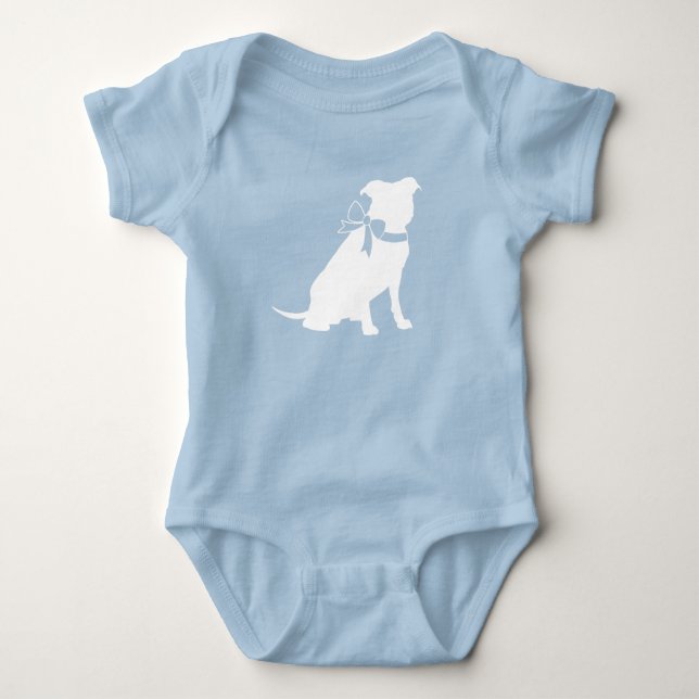 Pit Bull Dog Baby Shower Blue Boy Pitbull Bodysuit (Front)