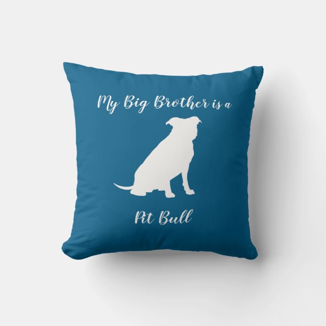 Pit Bull Dog Baby Shower Blue Boy Pitbull Cushion (Front)