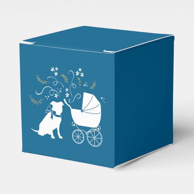 Pit Bull Dog Baby Shower Blue Boy Pitbull Favour Box (Front Side)