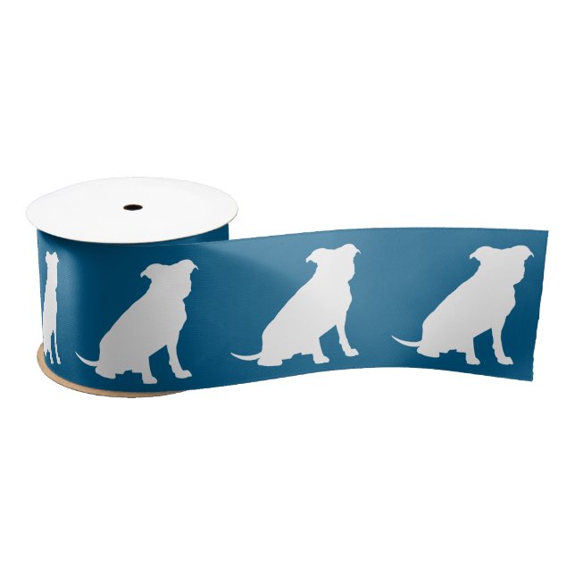 Pit Bull Dog Baby Shower Blue Boy Pitbull Satin Ribbon (Spool)