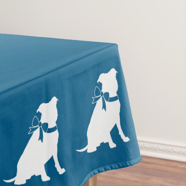 Pit Bull Dog Baby Shower Blue Boy Pitbull Tablecloth (In Situ)