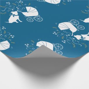 Pit Bull Dog Baby Shower Blue Boy Pitbull Wrapping Paper