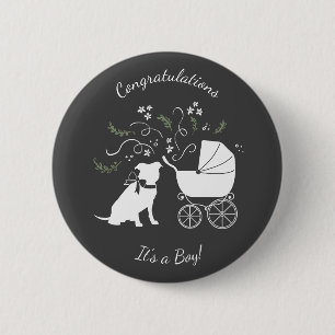 Pit Bull Dog Baby Shower Gender Neutral 6 Cm Round Badge