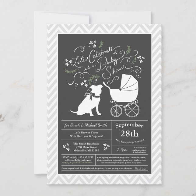 Pit Bull Dog Baby Shower Gender Neutral Pitbull Invitation (Front)