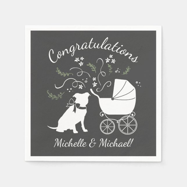 Pit Bull Dog Baby Shower Gender Neutral Pitbull Napkin (Front)