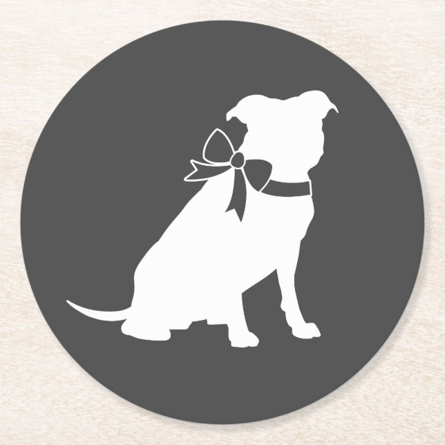Pit Bull Dog Baby Shower Gender Neutral Round Paper Coaster (Front)
