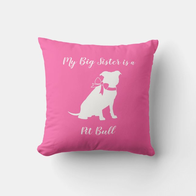 Pit Bull Dog Baby Shower Pink Girl Pitbull Cushion (Front)