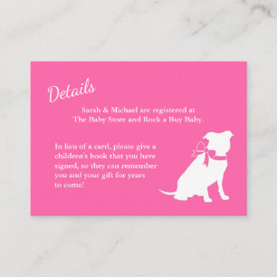 Pit Bull Dog Baby Shower Pink Girl Pitbull Enclosure Card