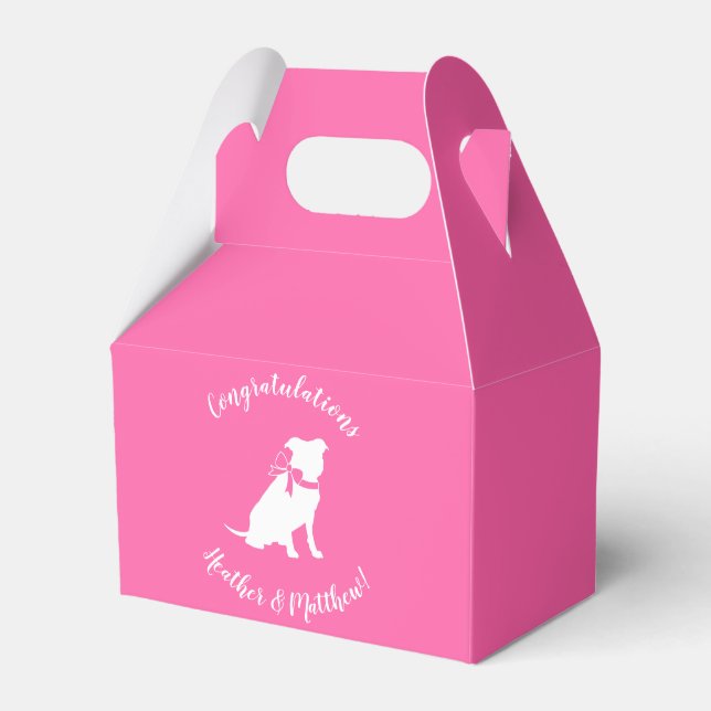 Pit Bull Dog Baby Shower Pink Girl Pitbull Favour Box (Front Side)