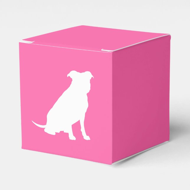 Pit Bull Dog Baby Shower Pink Girl Pitbull Favour Box (Front Side)