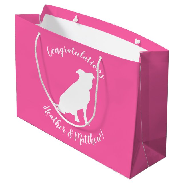 Pit Bull Dog Baby Shower Pink Girl Pitbull Large Gift Bag (Back Angled)