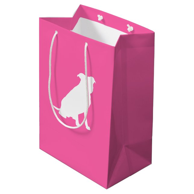Pit Bull Dog Baby Shower Pink Girl Pitbull Medium Gift Bag (Back Angled)