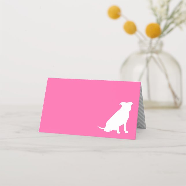 Pit Bull Dog Baby Shower Pink Girl Pitbull Place Card (Front)