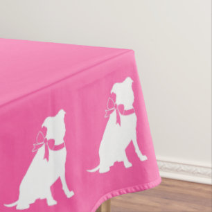 Pit Bull Dog Baby Shower Pink Girl Pitbull Tablecloth