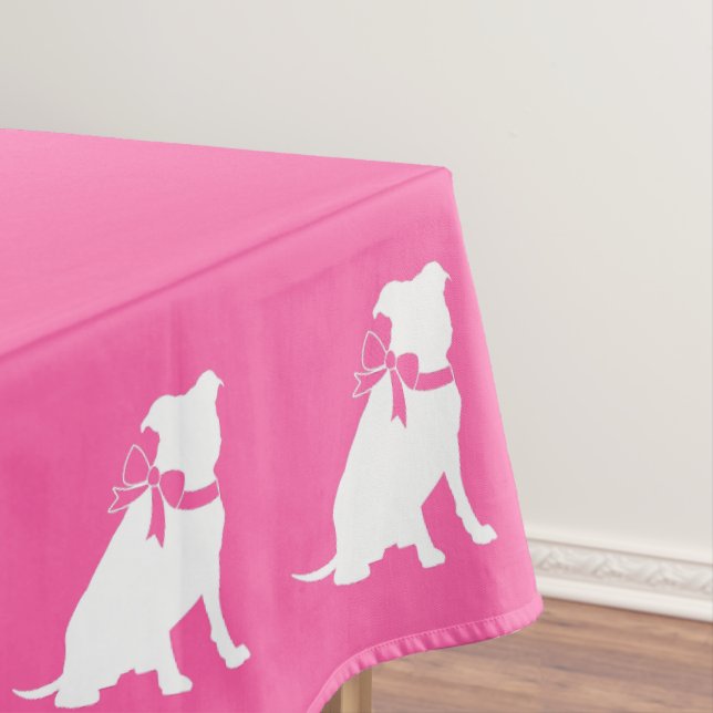 Pit Bull Dog Baby Shower Pink Girl Pitbull Tablecloth (In Situ)