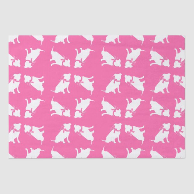 Pit Bull Dog Baby Shower Pink Girl Pitbull Tissue Paper (Front)