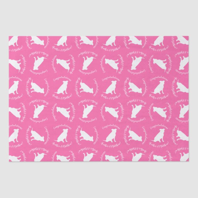 Pit Bull Dog Baby Shower Pink Girl Pitbull Tissue Paper (Front)
