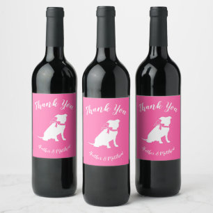 Pit Bull Dog Baby Shower Pink Girl Pitbull Wine Label