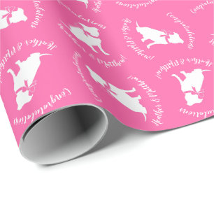 Pit Bull Dog Baby Shower Pink Girl Pitbull Wrapping Paper