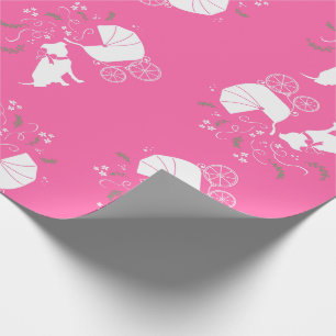 Pit Bull Dog Baby Shower Pink Girl Pitbull Wrapping Paper