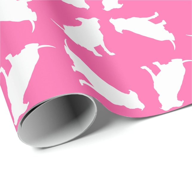 Pit Bull Dog Baby Shower Pink Girl Pitbull Wrapping Paper (Roll Corner)