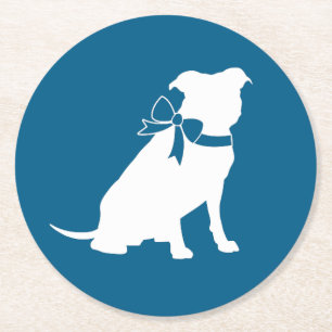 Pit Bull Dog Baby Shower Round Paper Coaster