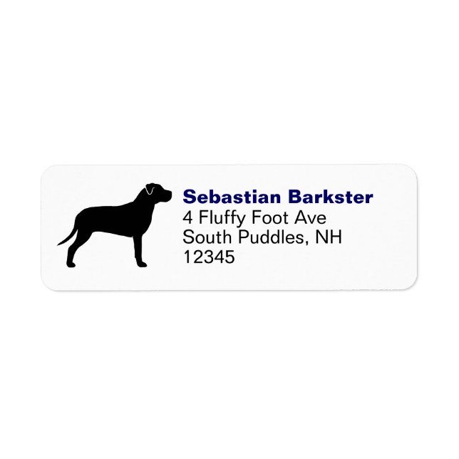 Pit Bull Dog Breed Silhouette Return Address Label (Front)