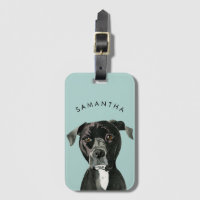 Pit Bull Dog Custom Luggage Tag | Contemplating