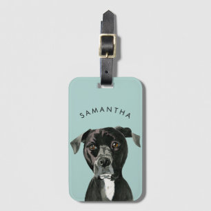 Pit Bull Dog Custom Luggage Tag Contemplating