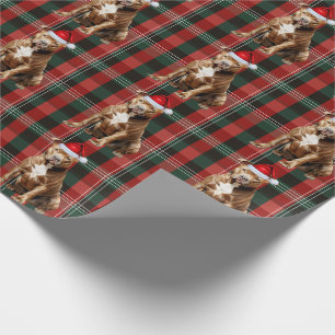 Pit Bull Dog Green and Red Holiday Plaid Christmas Wrapping Paper