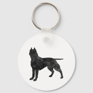 Pit Bull Dog Grunge Silhouette Key Ring